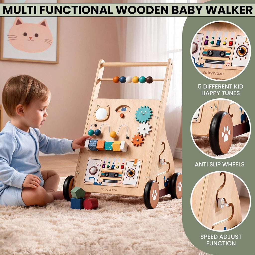 Wooden Baby Walker with Wheels J799777