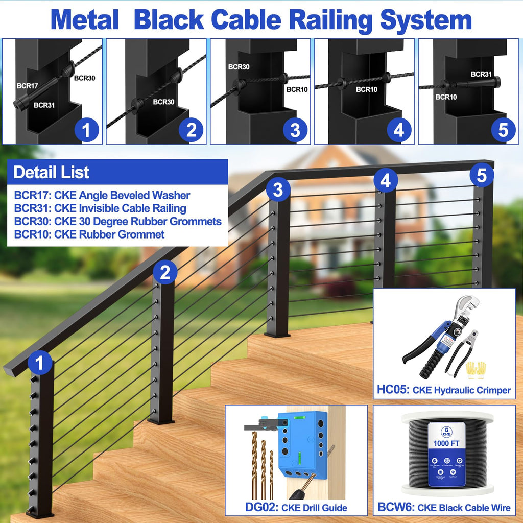1000FT 1/8" Black T316 Stainless Steel Cable I879809