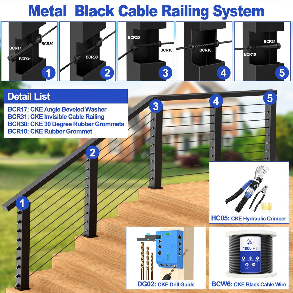 1000FT 1/8" Black T316 Stainless Steel Cable I879809