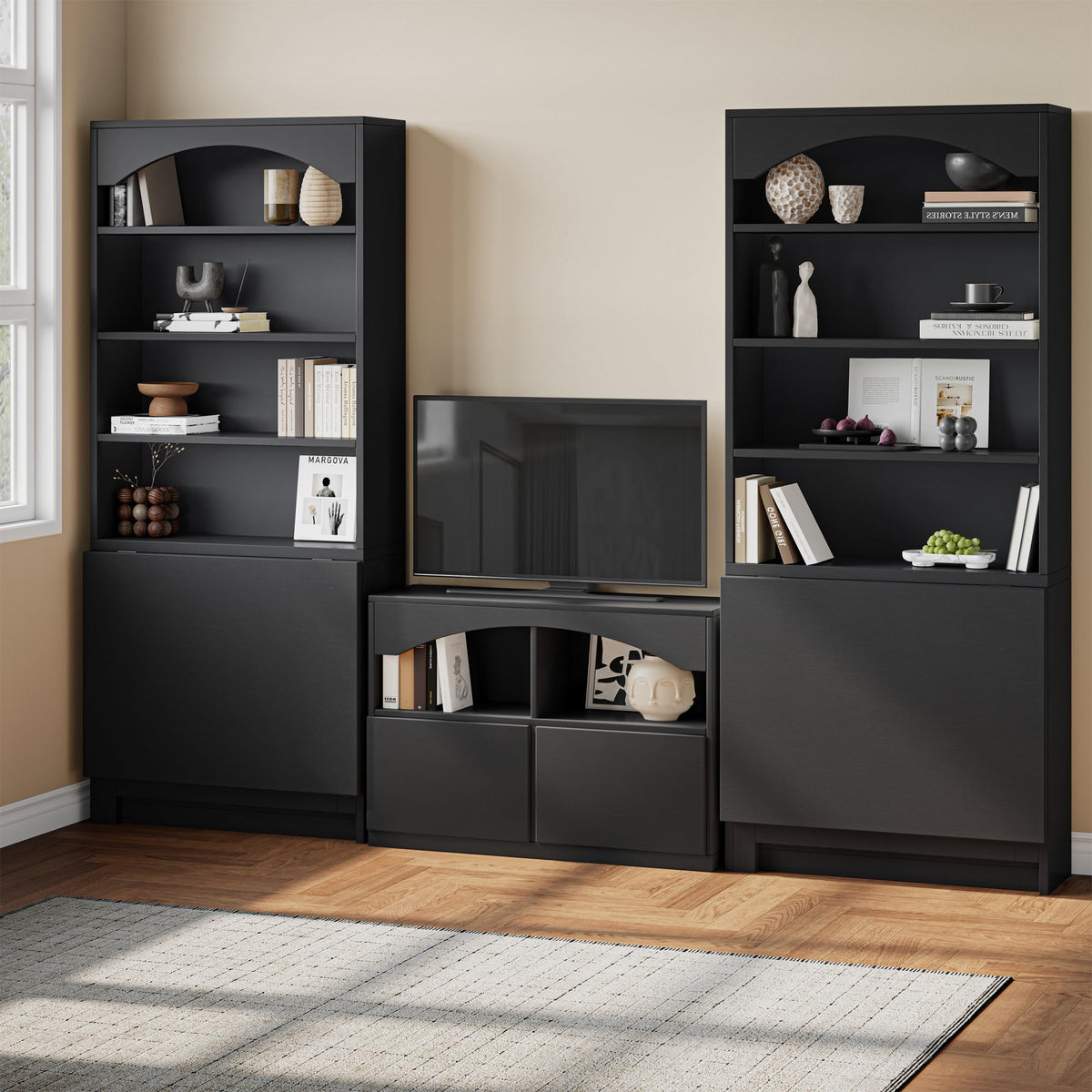 Black Folding Desk with Storage W6284
