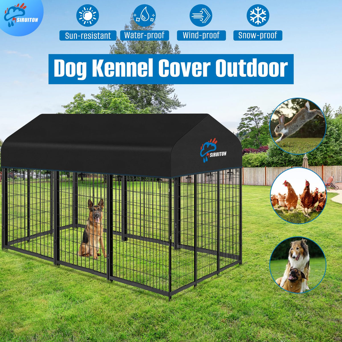 8x4FT Heavy Duty 600D Oxford Dog Kennel Replacement Cover P43301