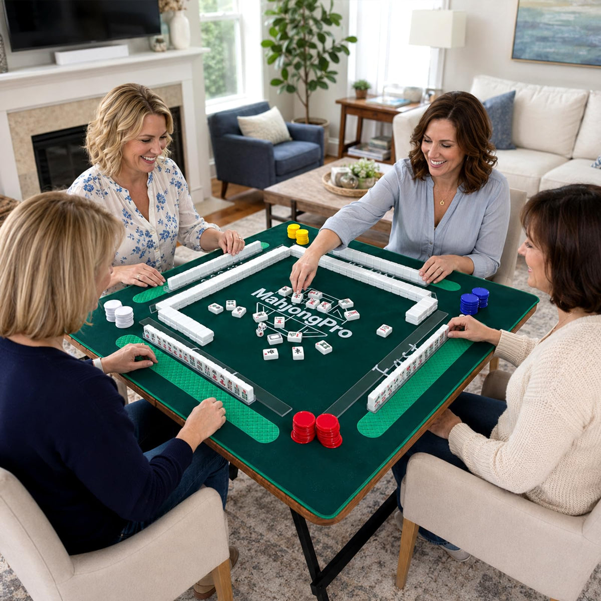 166 Mahjong Tiles 4 Racks 4 Pushers Mahjong Set U6963