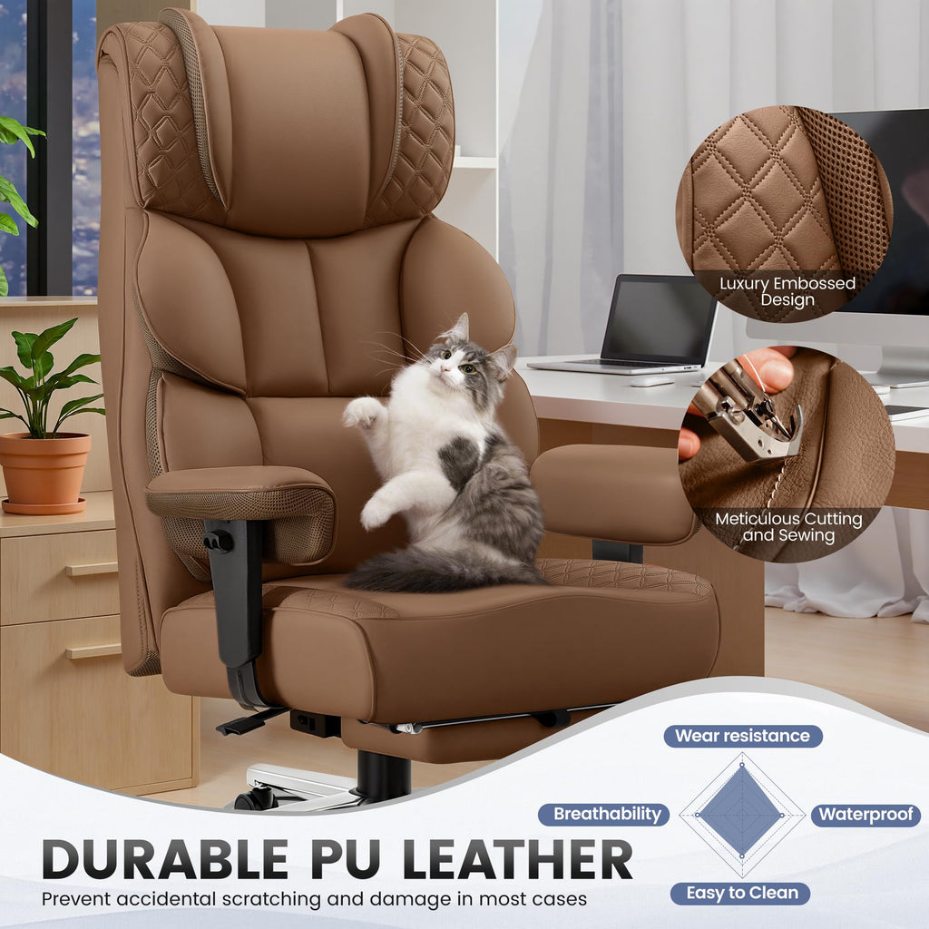 Big and Tall Leather Gaming Chair with Footrest U417