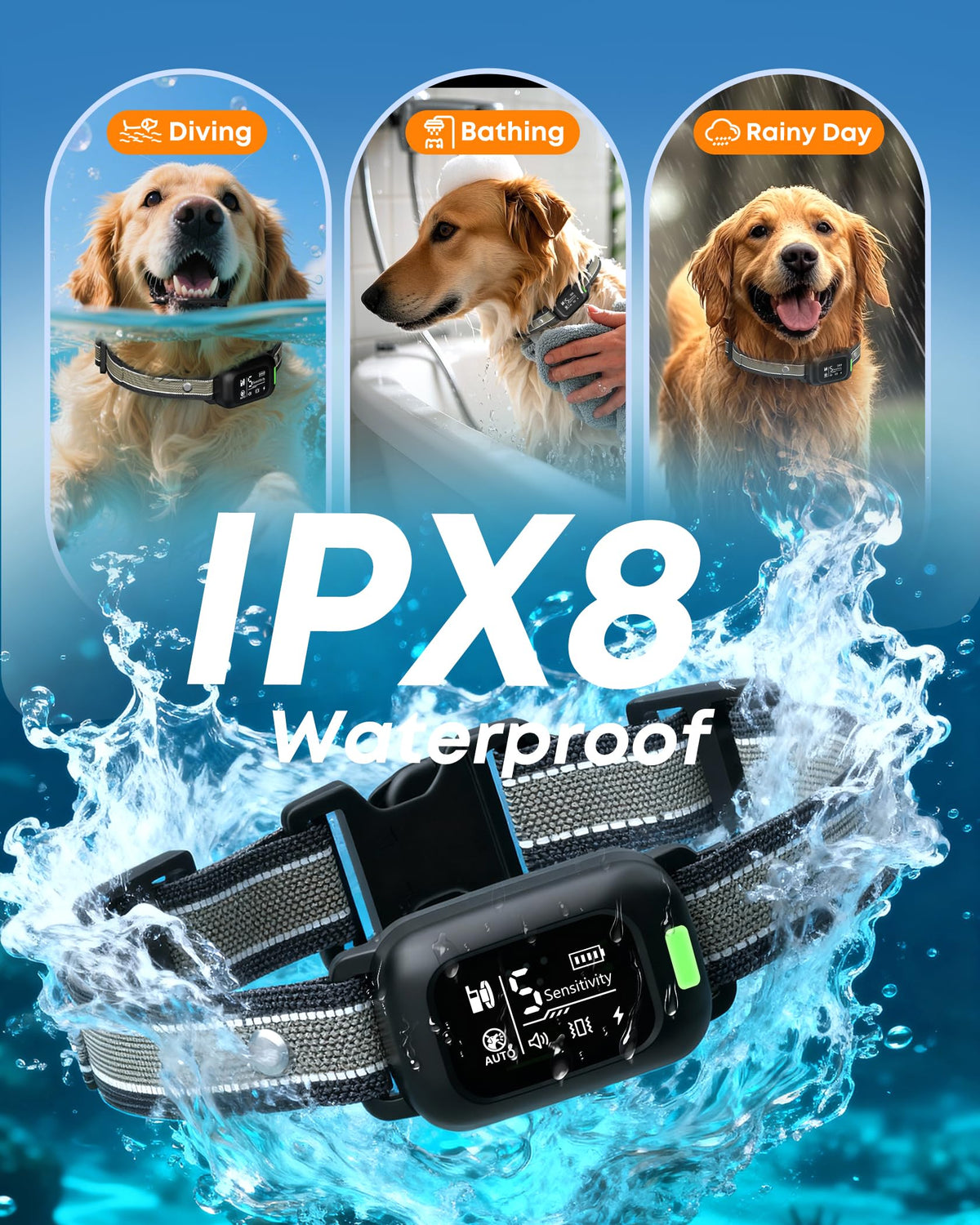 2-in-1 Dog Bark & Shock Collar with Remote F98204