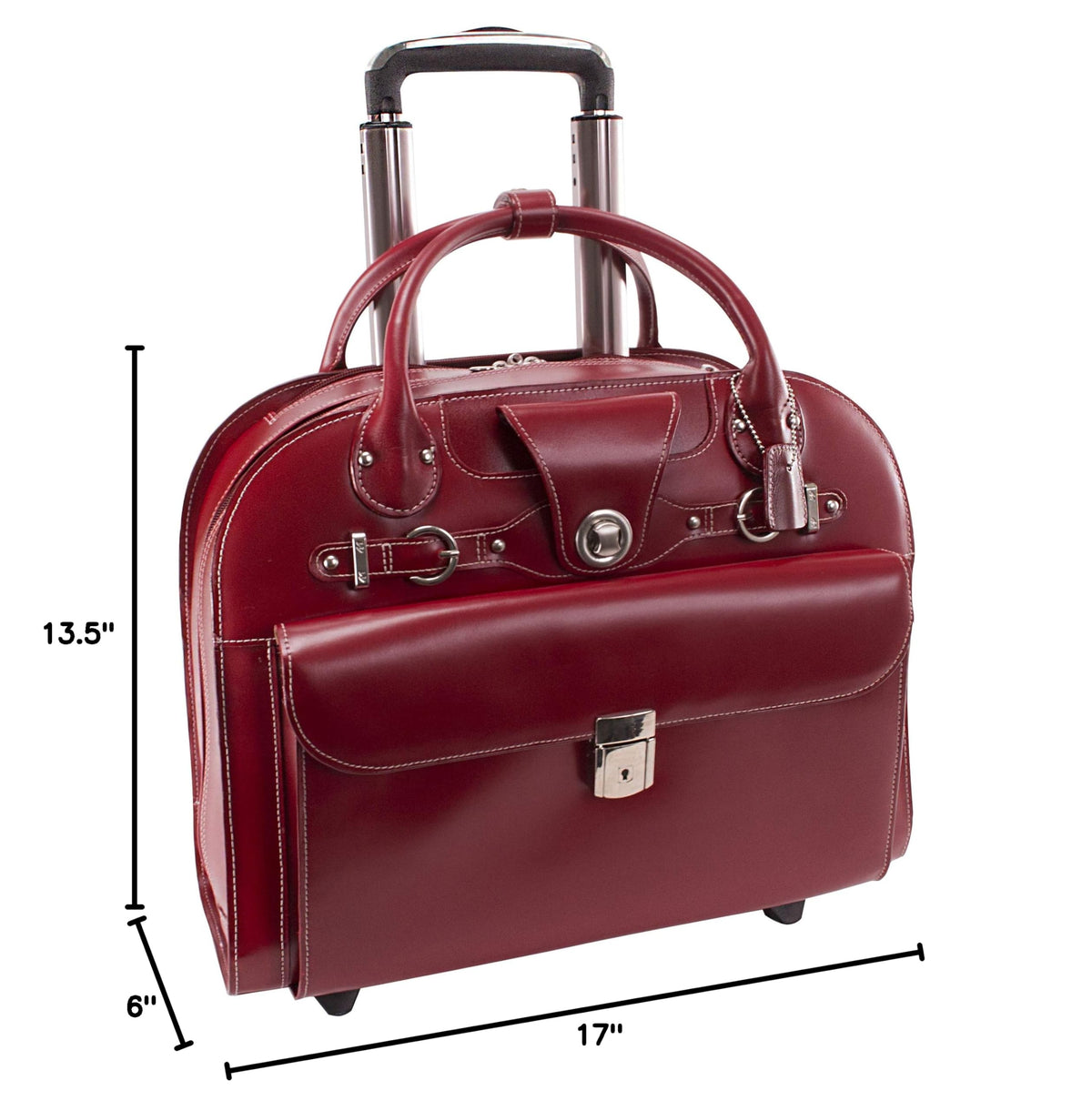 15" Leather Wheeled Laptop Briefcase Bag Y322