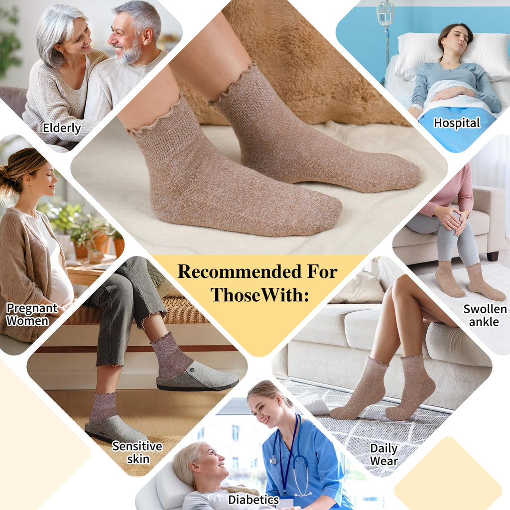 6 Pairs Non Binding Wide Seamless Diabetic Ankle Socks N3667