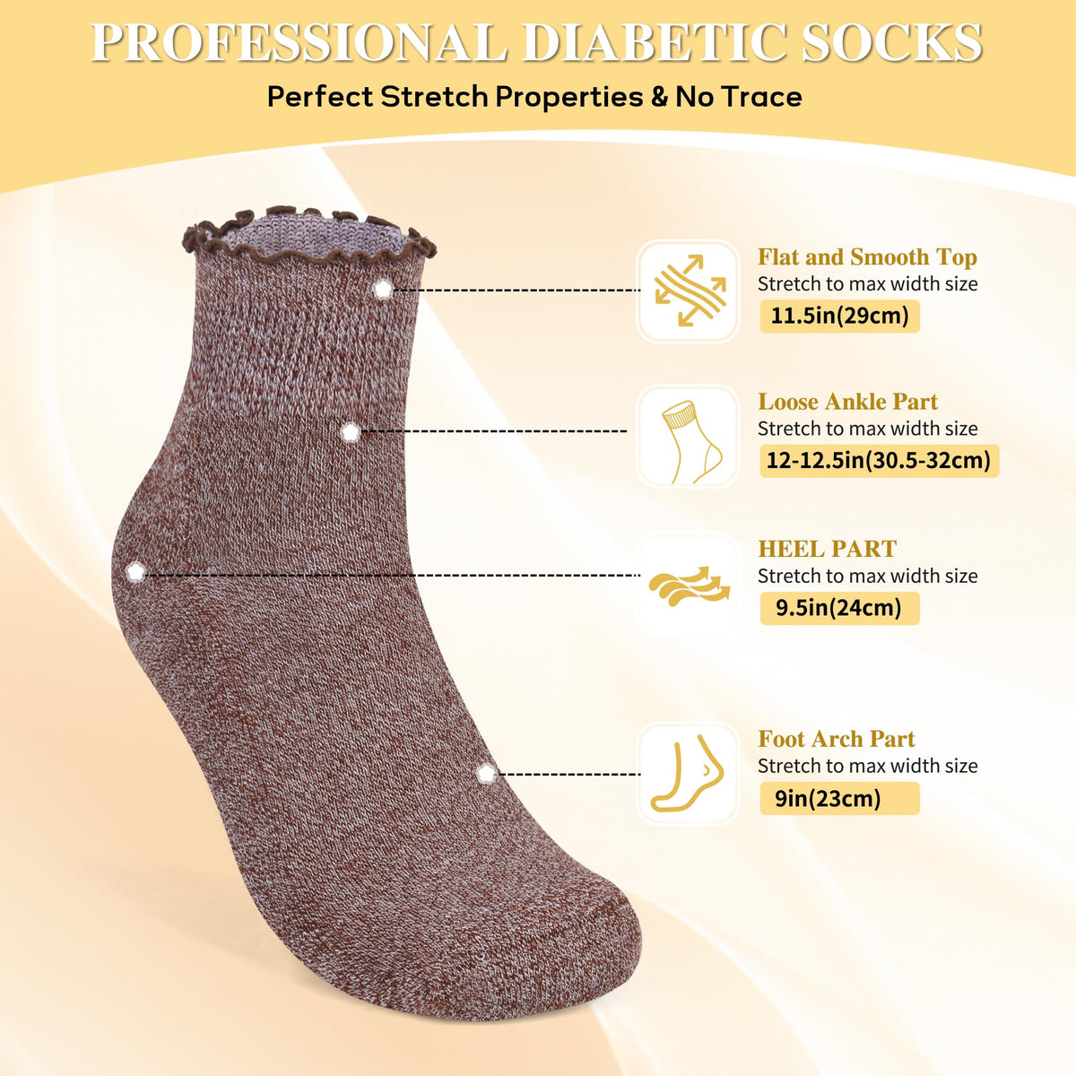 6 Pairs Non Binding Wide Seamless Diabetic Ankle Socks N3667