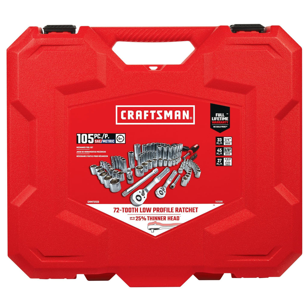 105 Pcs Standard and Metric Mechanics Tool Set with Case D59897