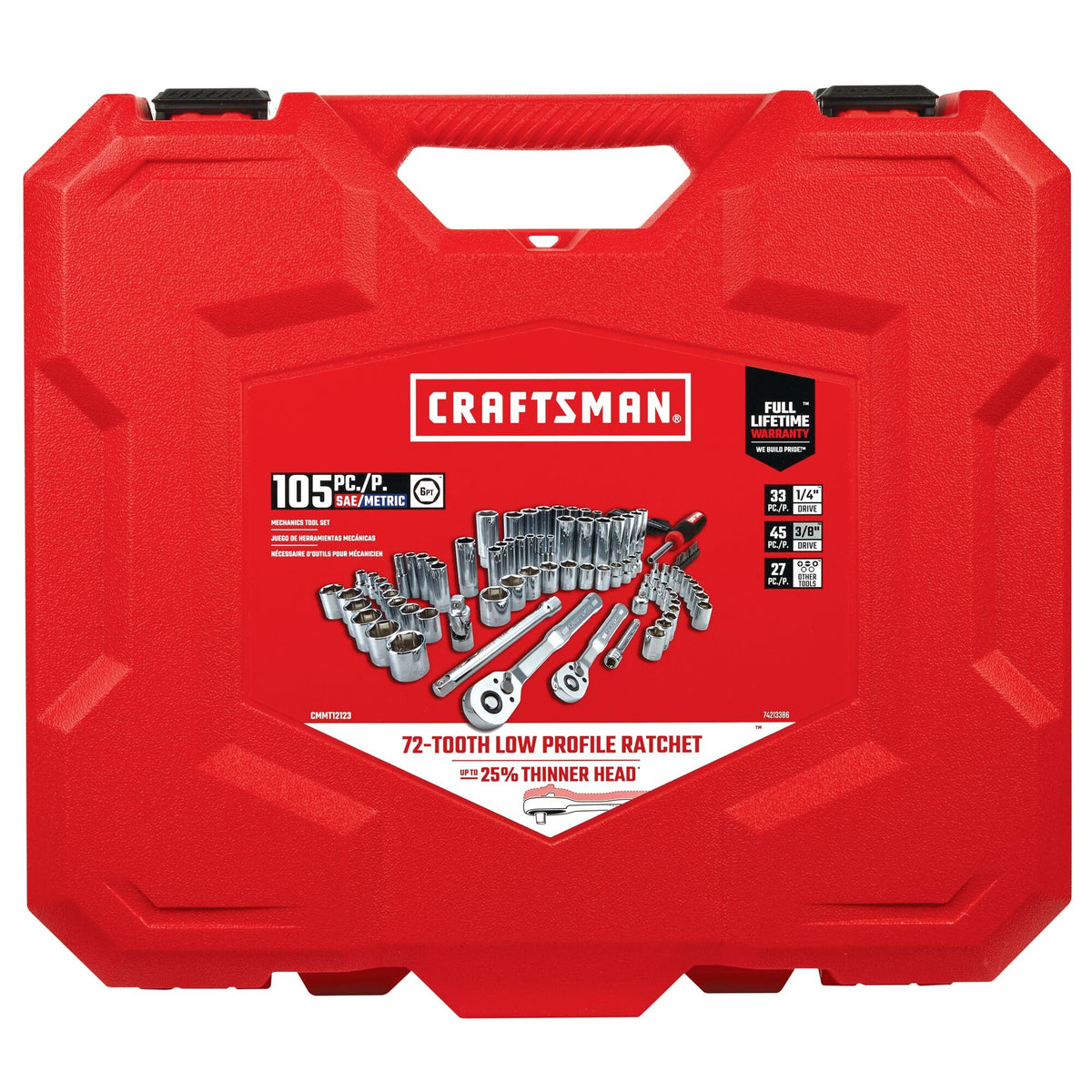 105 Pcs Standard and Metric Mechanics Tool Set with Case D59897