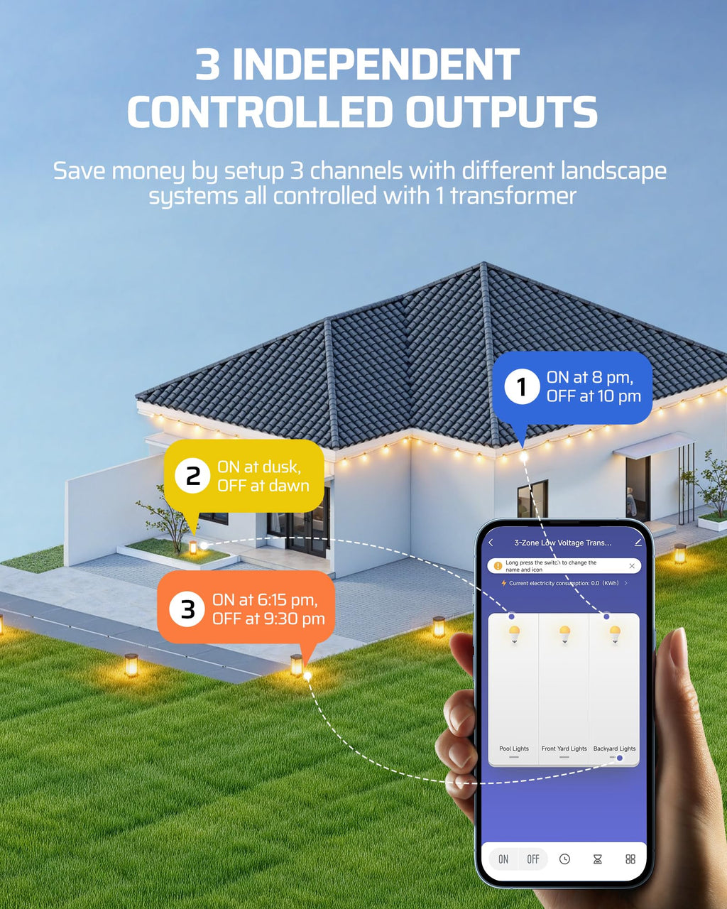300W Low Voltage Landscape Transformer with Timer Y521388
