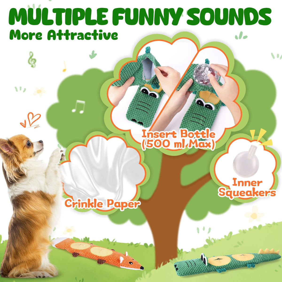 2 Pack No Stuffing Squeaky Dog Toys Q562016