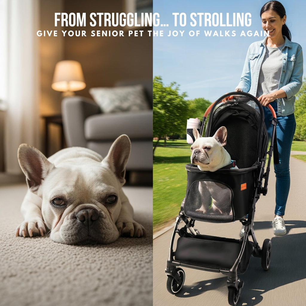 Foldable Dog Stroller 35 lbs Grey V166455