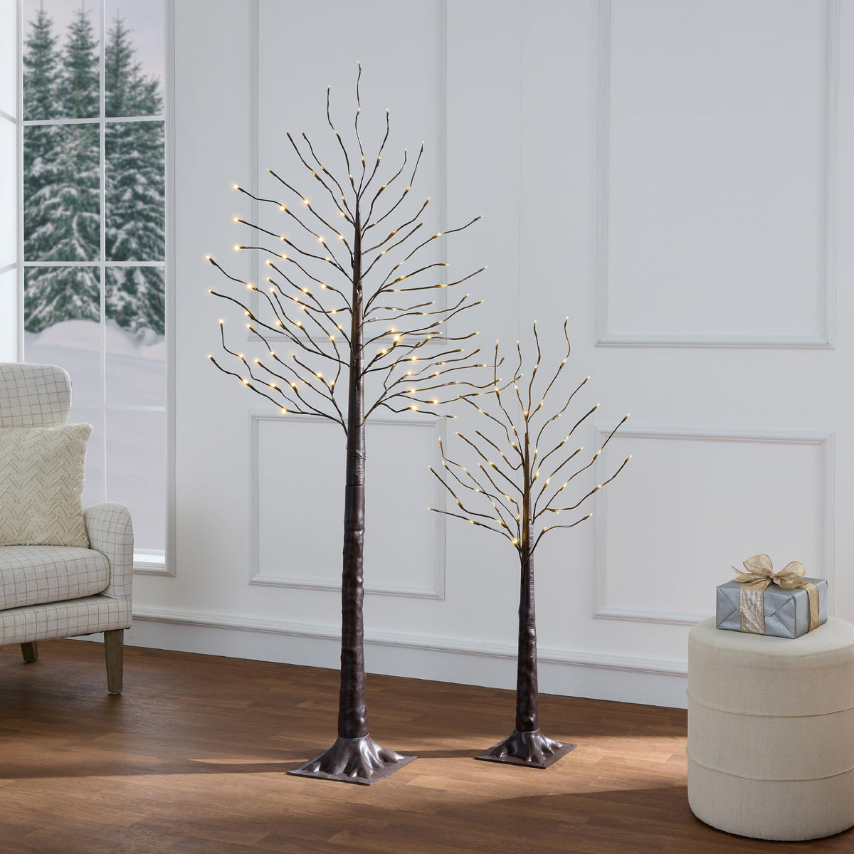 4ft 6ft 8ft Lighted Birch Tree 3Pk with LED Lights Q13432