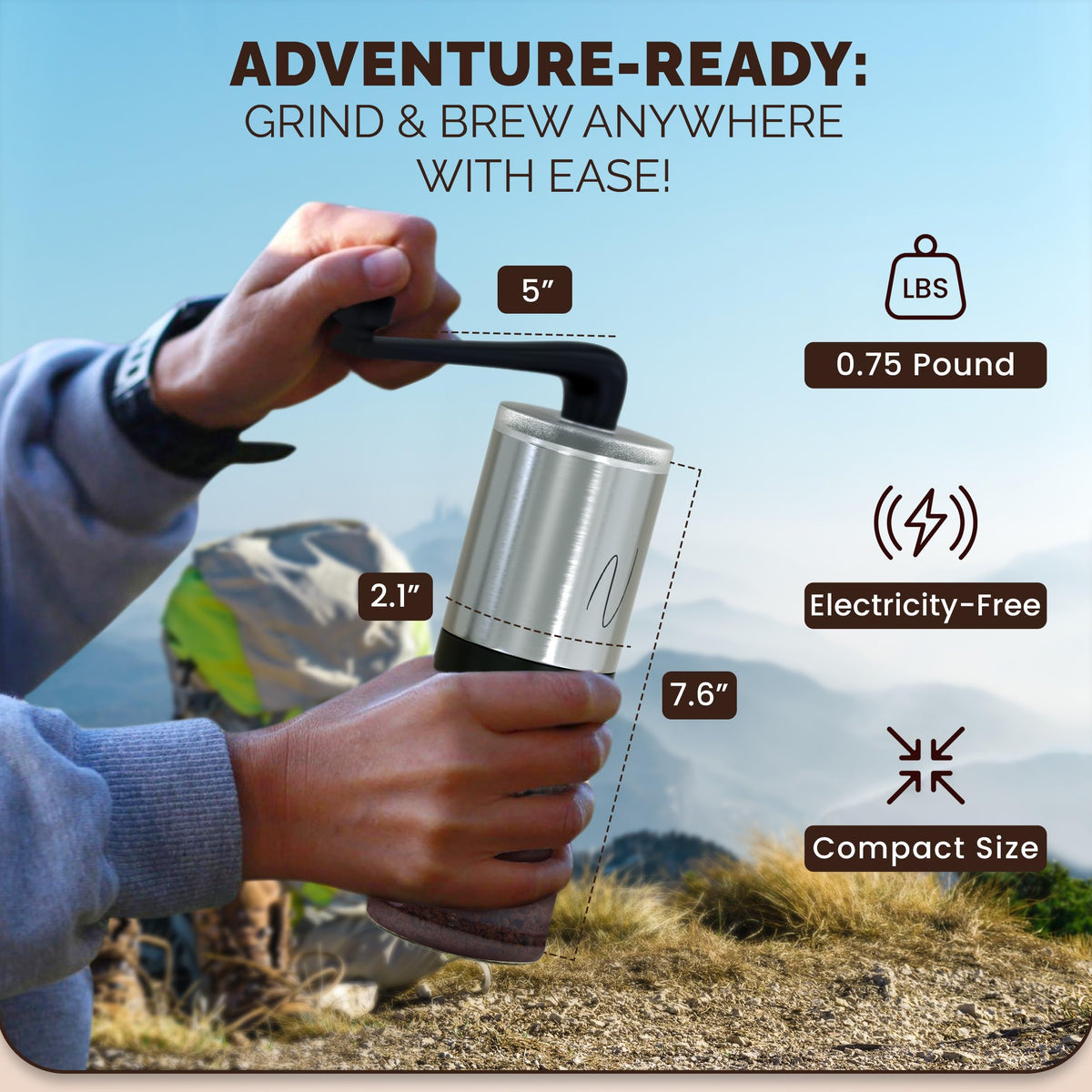 Manual Stainless Steel Hand Crank Burr Coffee Grinder R500646