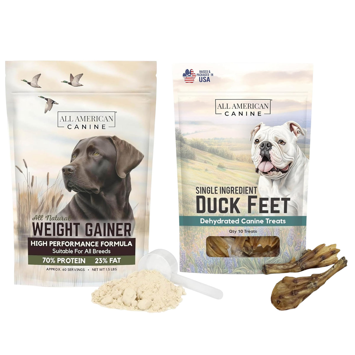 Dog Weight Gainer Powder & Duck Feet Bundle M652945