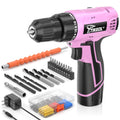 12V Cordless Drill Set with Battery & Charger, 180 In-lbs Torque, 3/8" Keyless Chuck, Pink Y20678