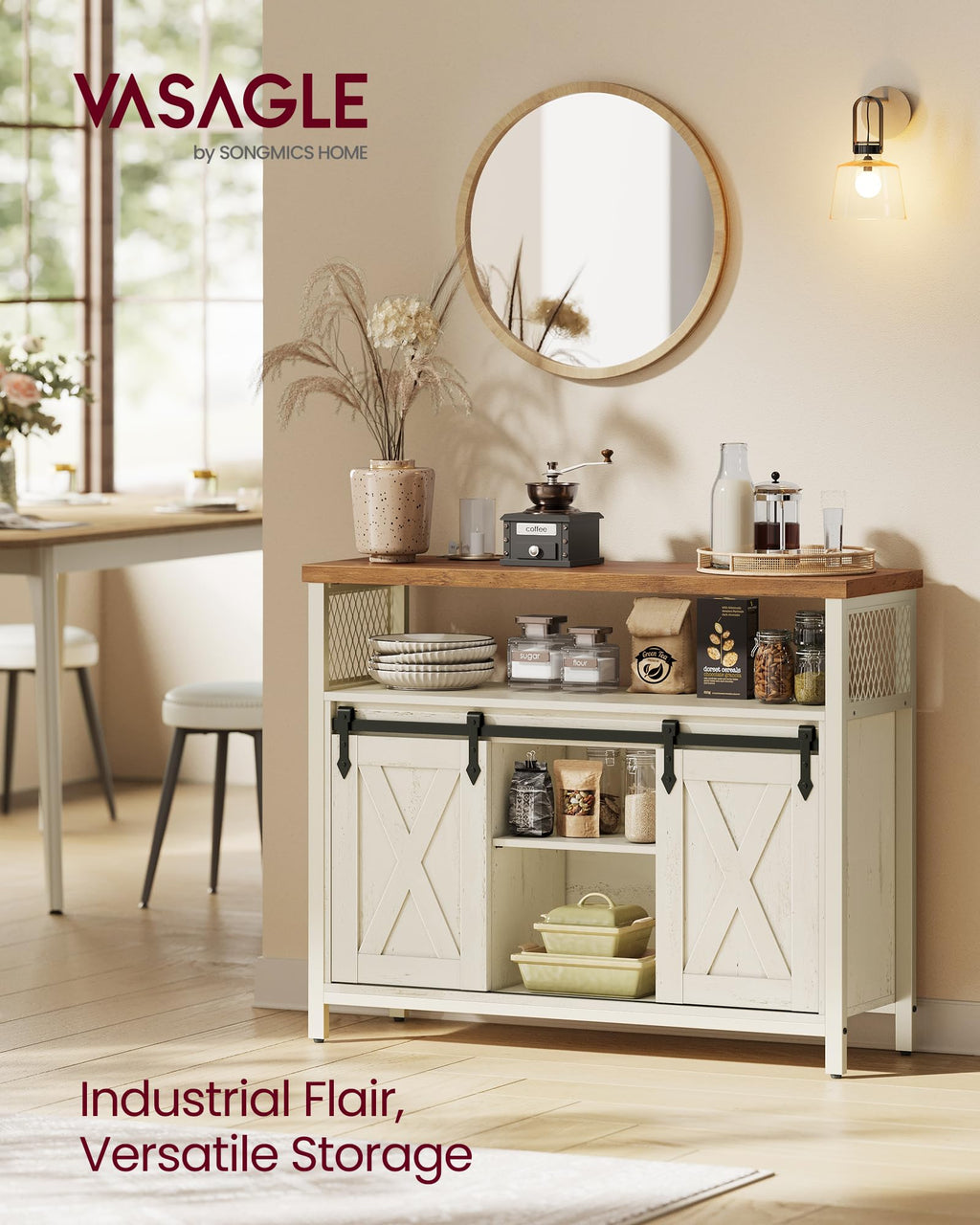 Buffet Cabinet with 2 Sliding Barn Doors F7592