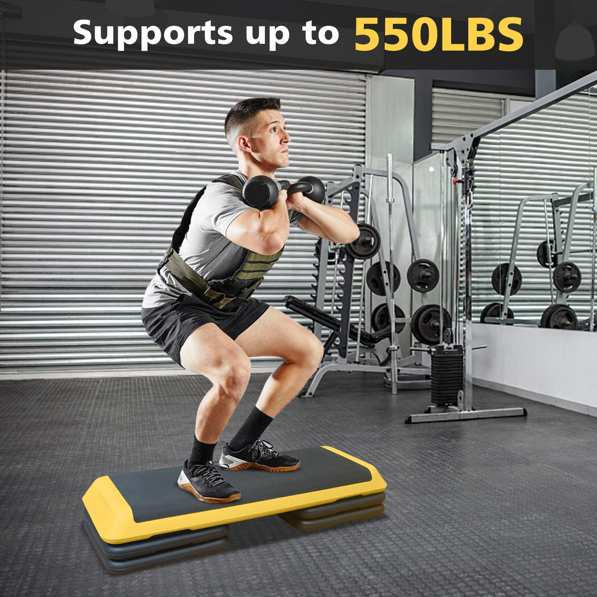 43'' Adjustable Exercise Stepper with 4 Detachable Risers B367