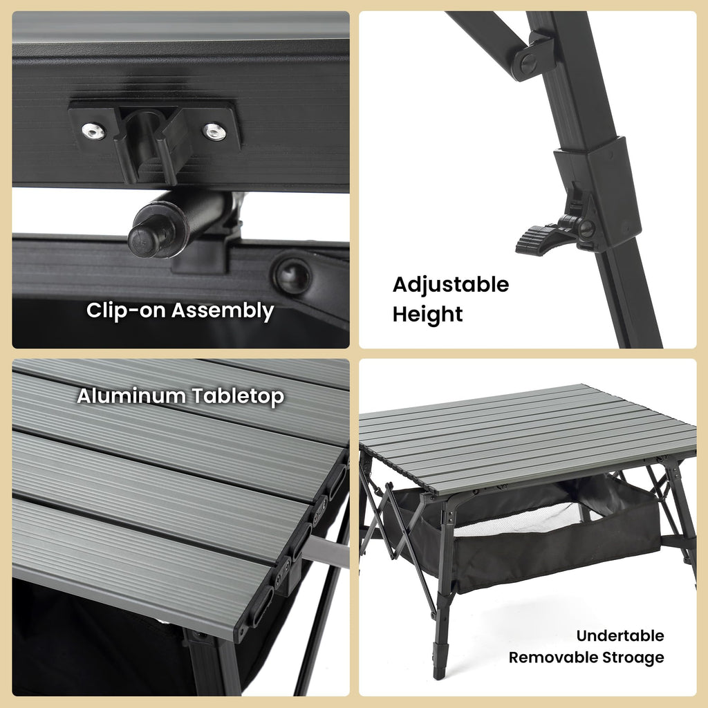 39 in Aluminum Folding Camp Table Q86413