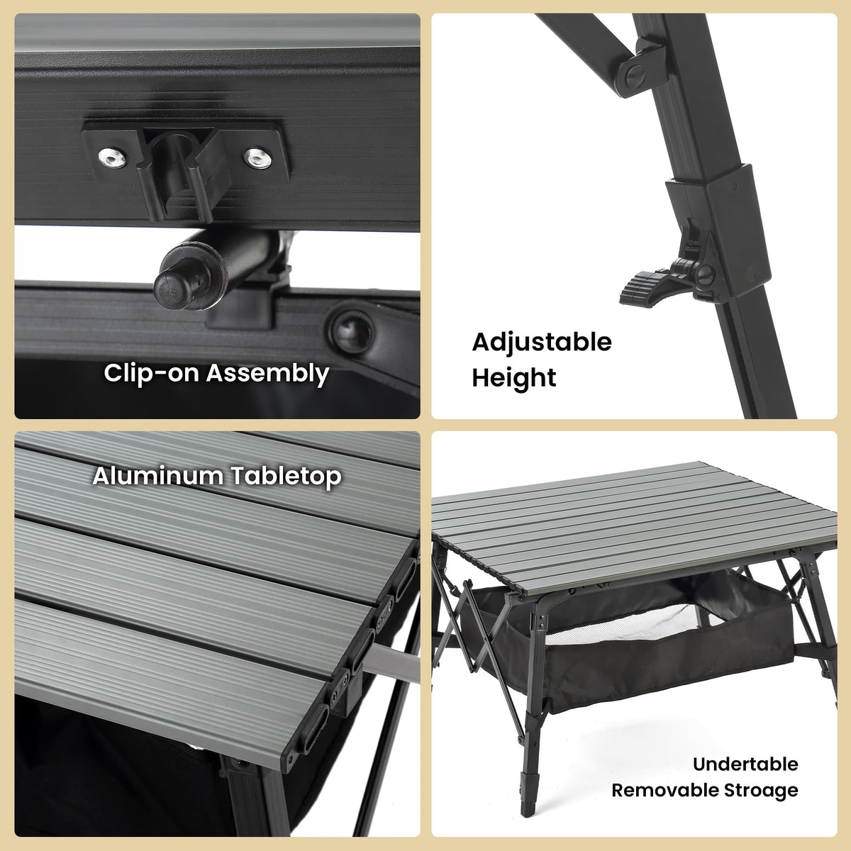 39 in Aluminum Folding Camp Table Q86413