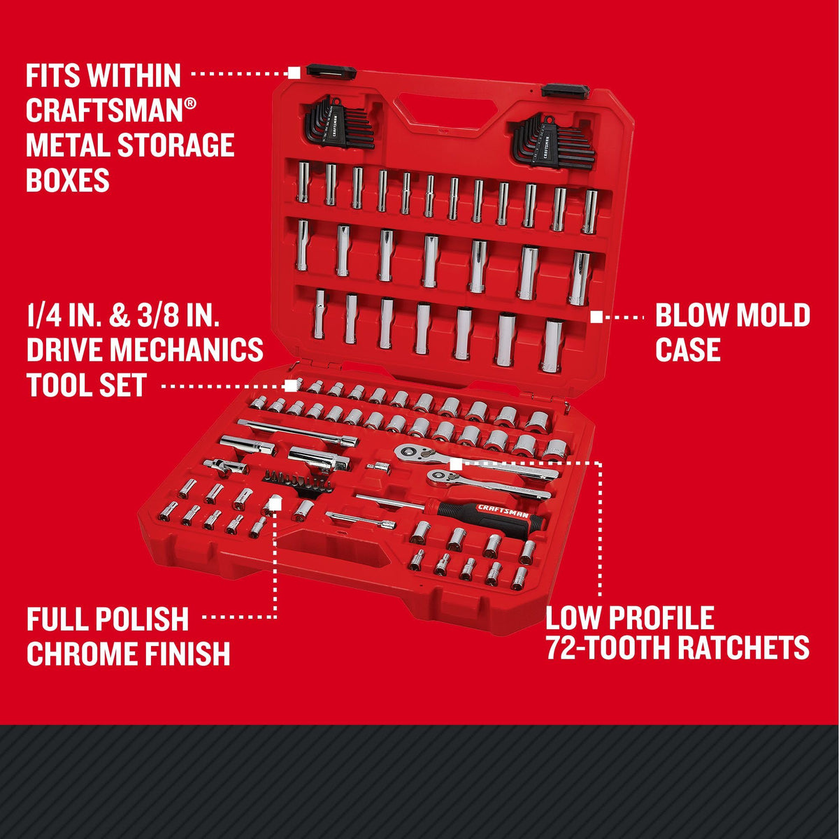 105 Pcs Standard and Metric Mechanics Tool Set with Case D59897