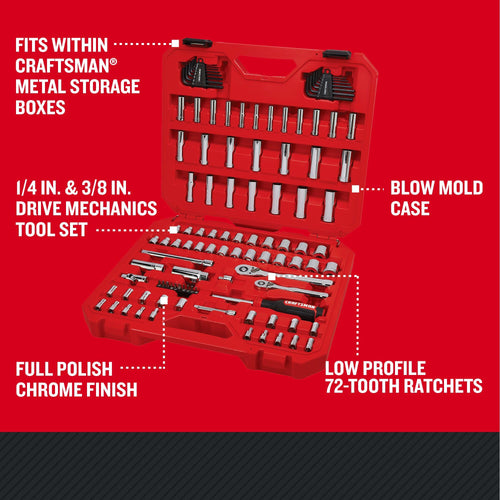 105 Pcs Standard and Metric Mechanics Tool Set with Case D59897