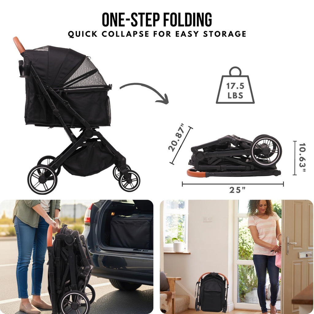 Foldable Dog Stroller 35 lbs Grey V166455