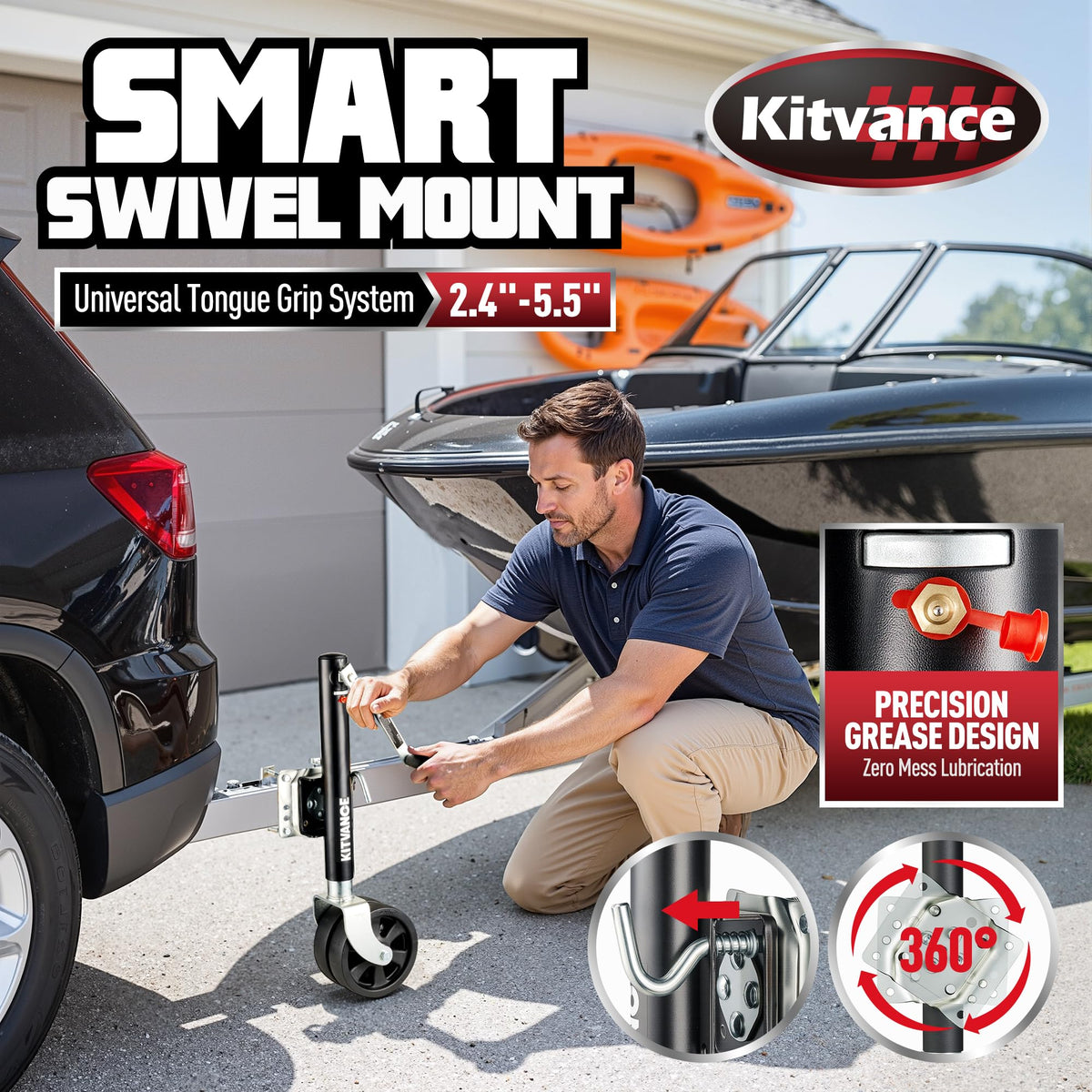 2000 lbs Boat Trailer Jack with 8" Dual Wheels M9141