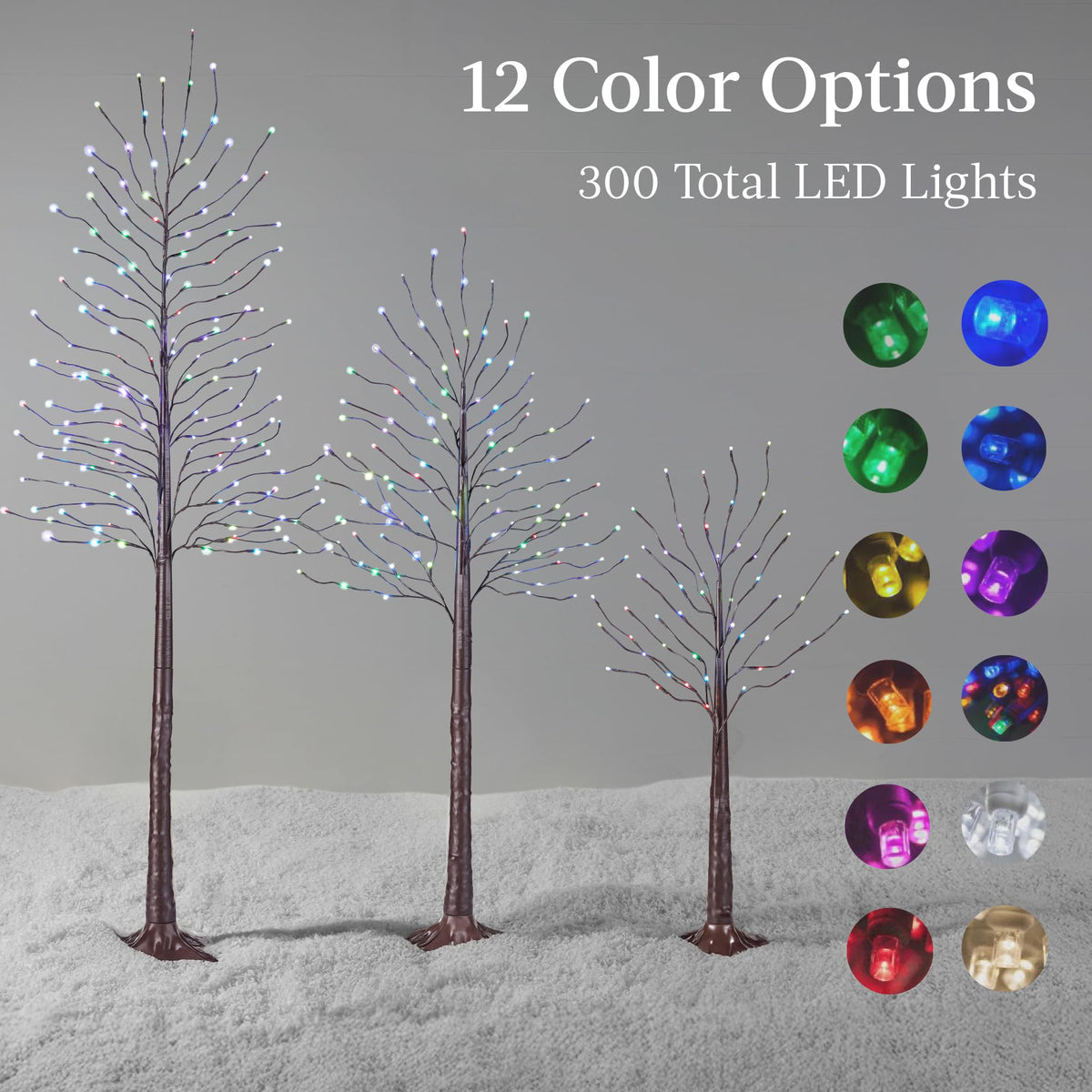 4ft 6ft 8ft Lighted Birch Tree 3Pk with LED Lights Q13432
