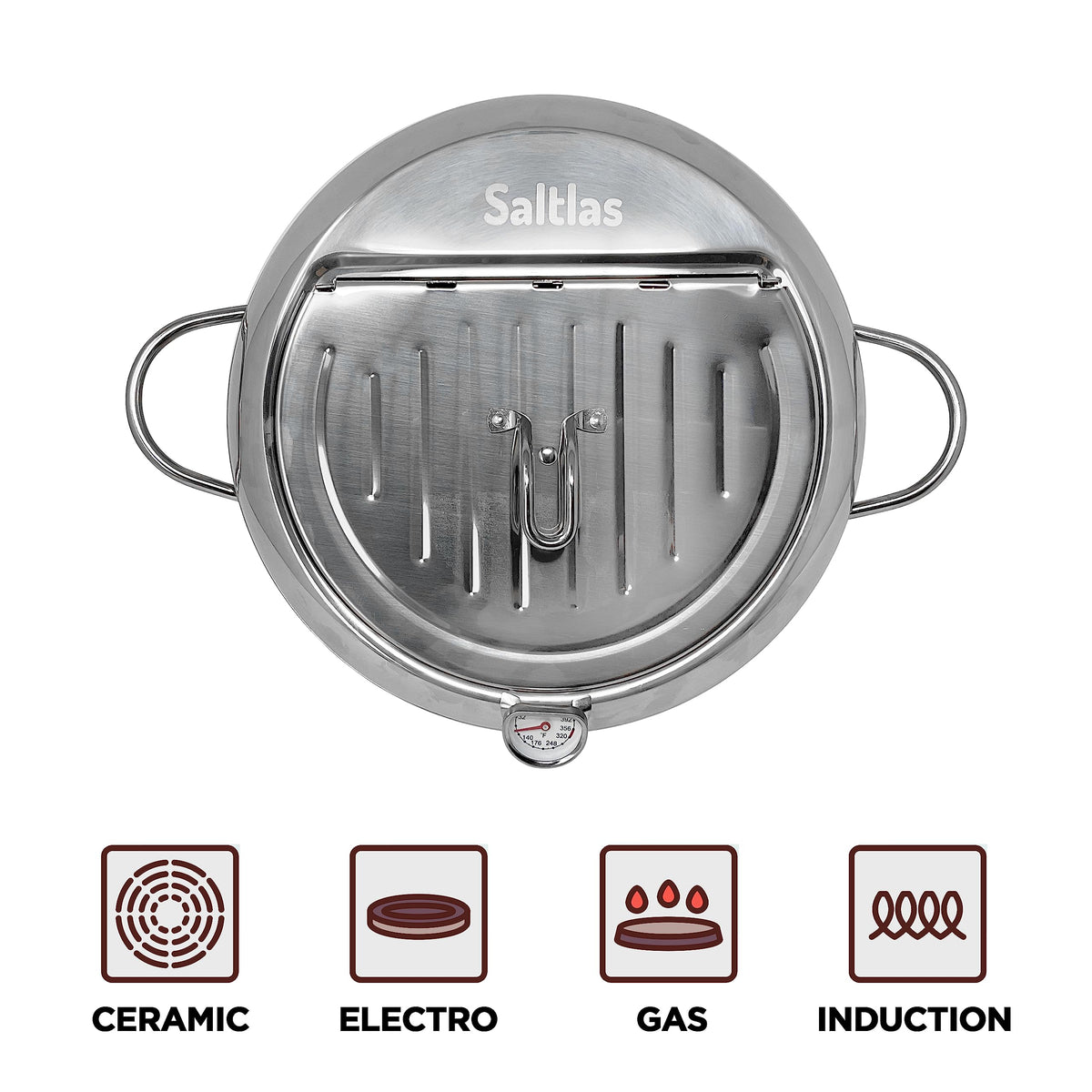 Deep Fryer Pot with Lid, 304 Stainless Steel M2580