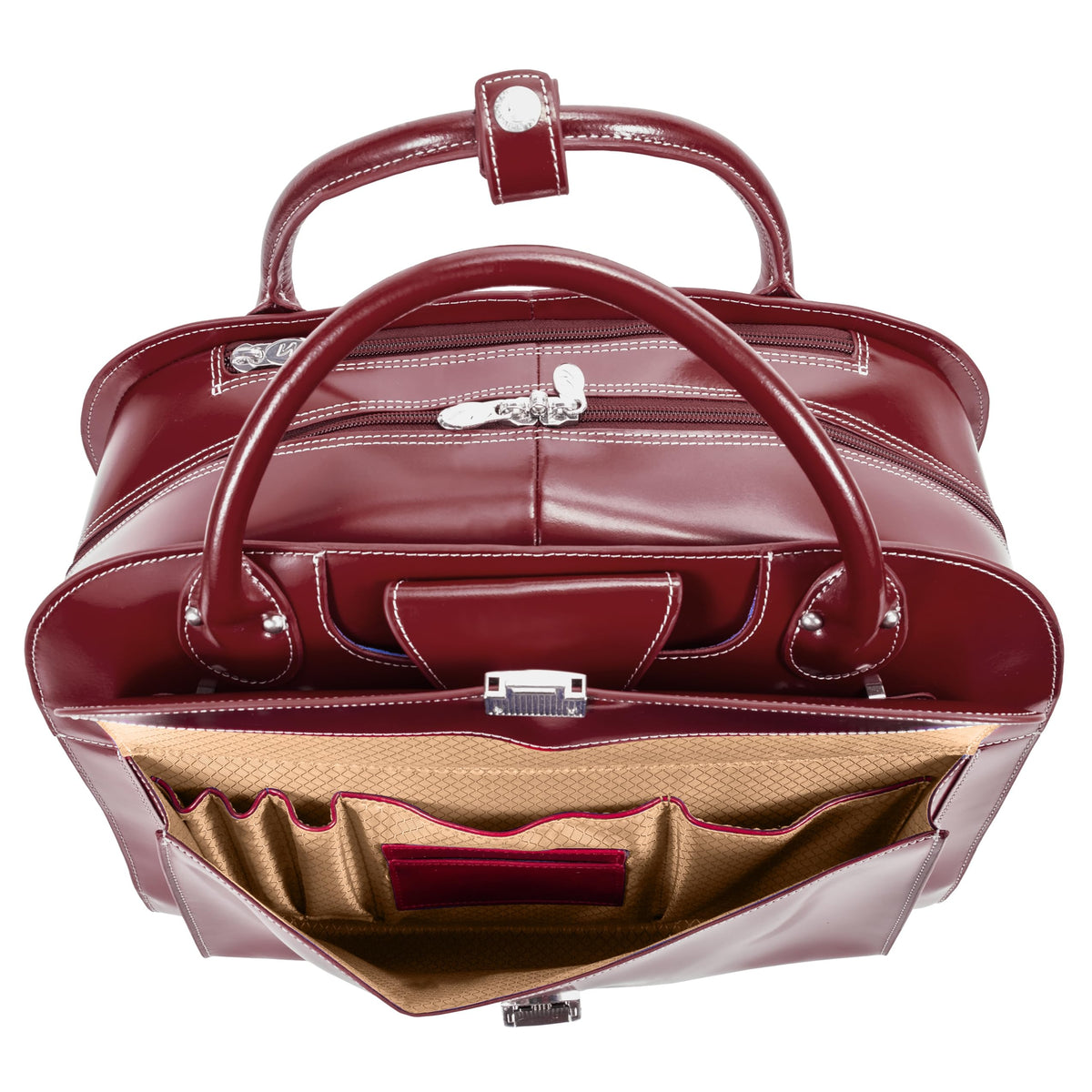 15" Leather Wheeled Laptop Briefcase Bag Y322