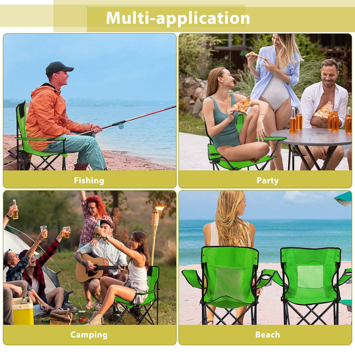 2 PCS Folding Camping Chair with Cupholder and Carry Bag G443682