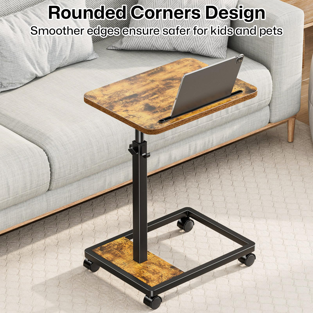 Adjustable TV Tray Table with Wheels Q50914