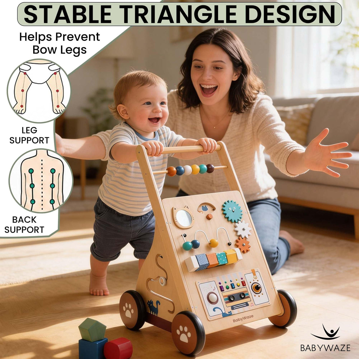 Wooden Baby Walker with Wheels J799777