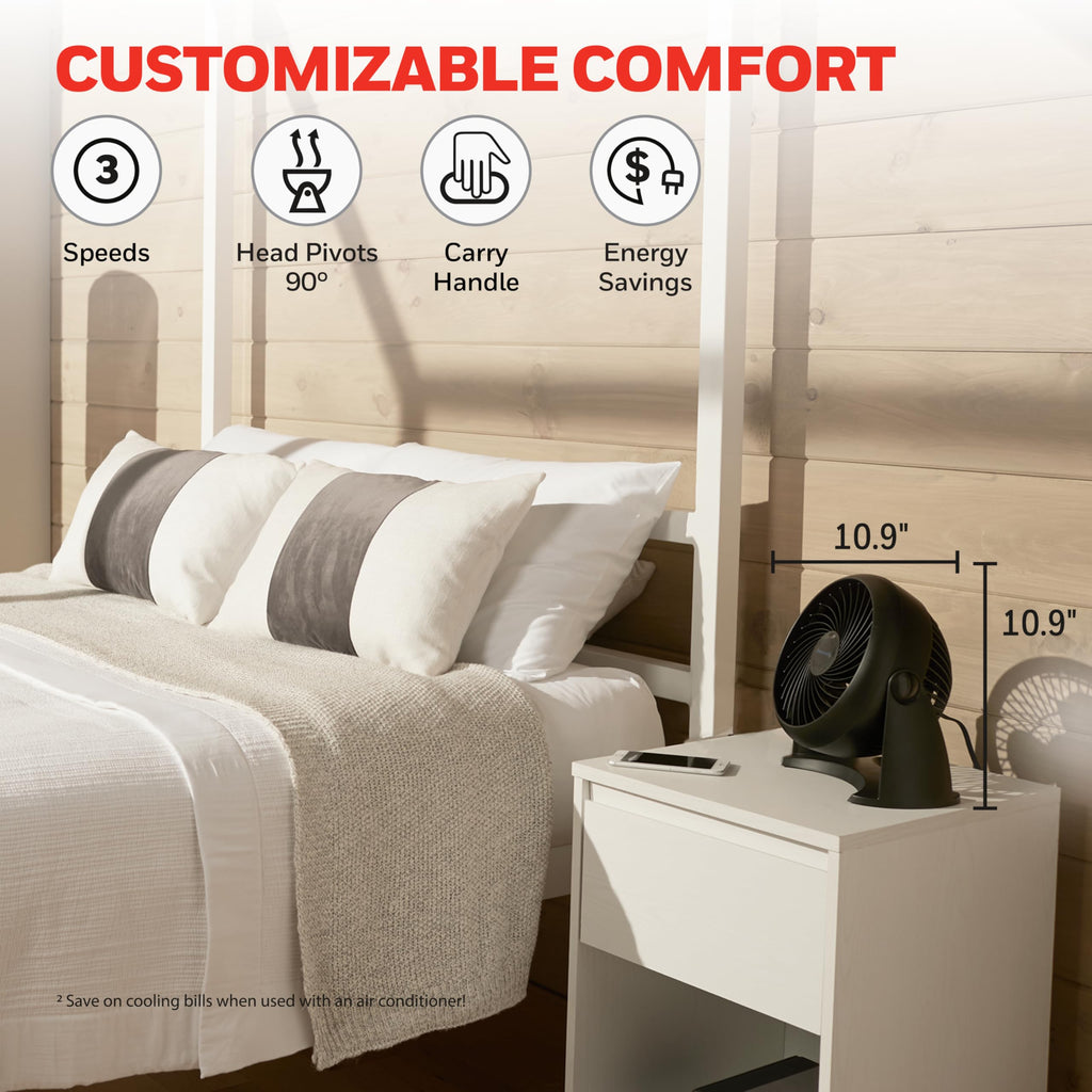 Black 3 Speed Tabletop Air Circulator Fan X455