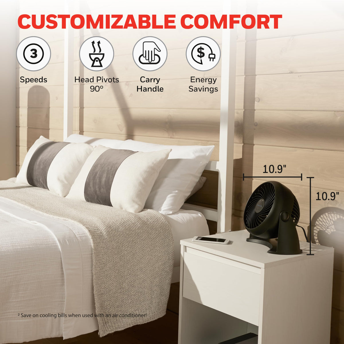 Black 3 Speed Tabletop Air Circulator Fan X455