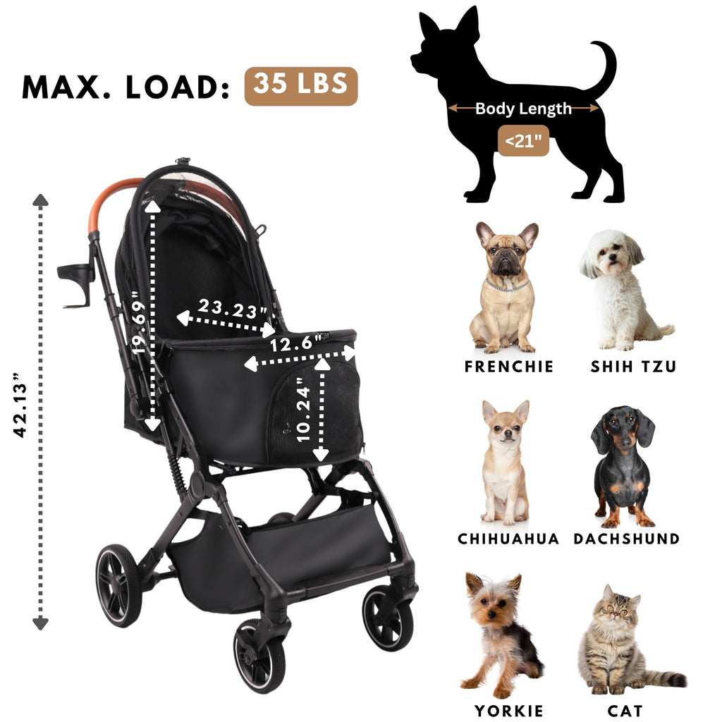 Foldable Dog Stroller 35 lbs Grey V166455
