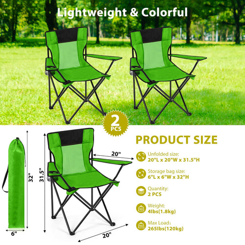 2 PCS Folding Camping Chair with Cupholder and Carry Bag G443682