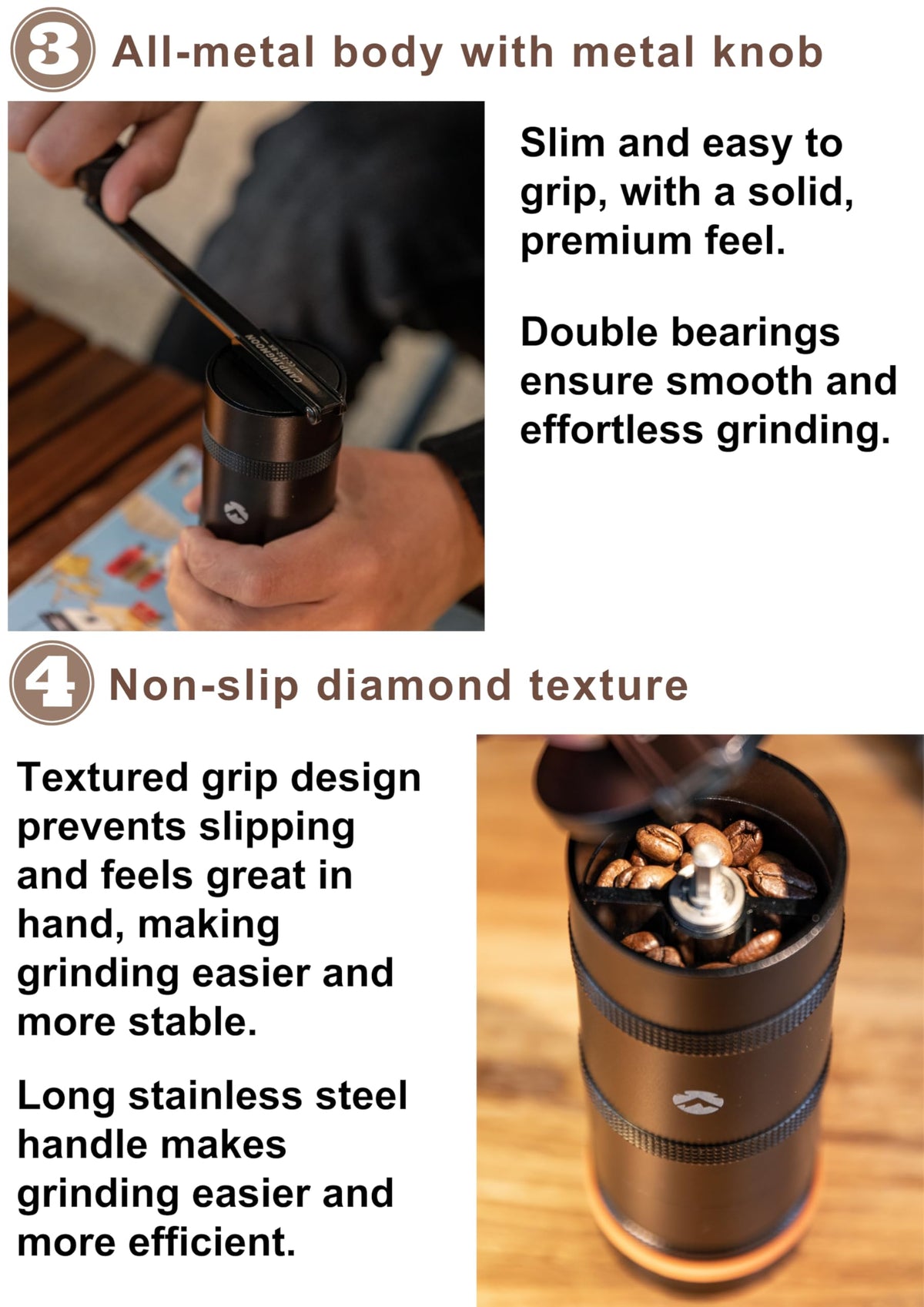 Manual Coffee Grinder 15g Stainless Steel Burr Black U913206
