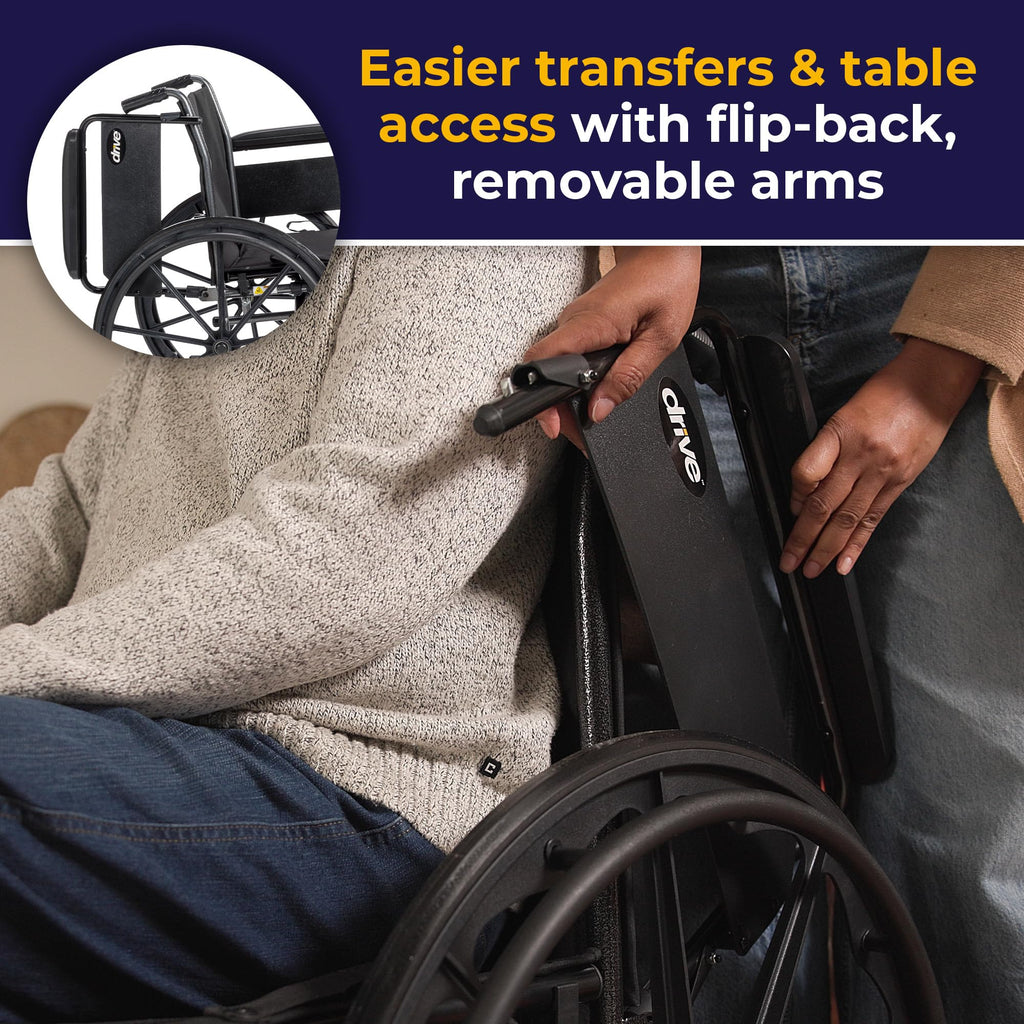 Lightweight Wheelchair Full Arms Black 18" L49610