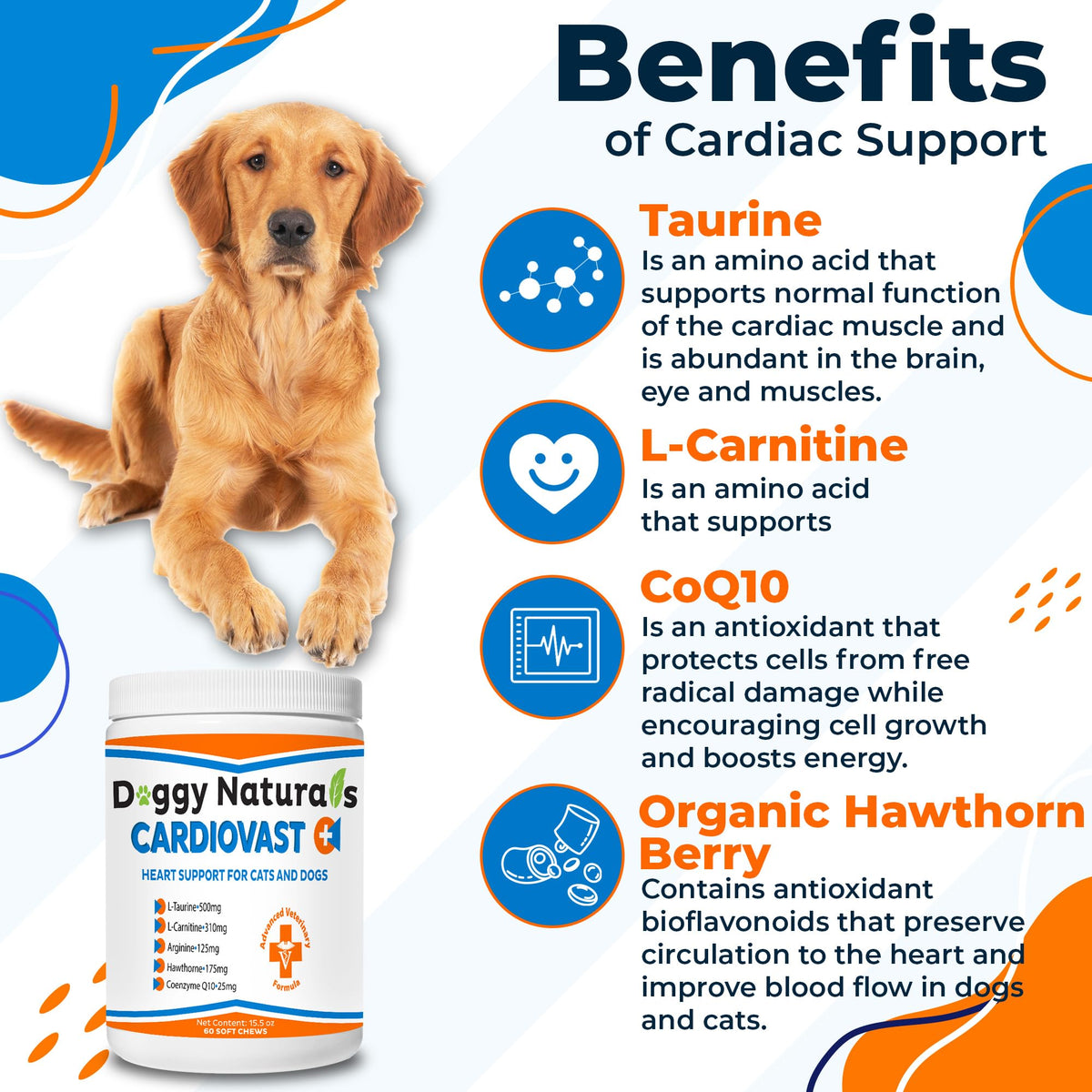Cardio Support Supplement for Dogs and Cats, 60 Soft Chew Y74179