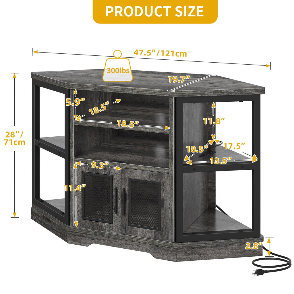 Grey Oak Corner TV Stand P9172