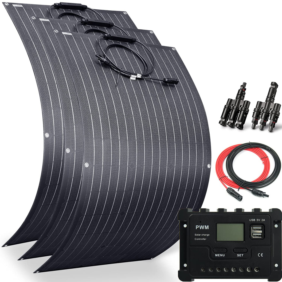 100W 12V ETFE Monocrystalline Flexible Solar Panel Kit 30A PWM M68688