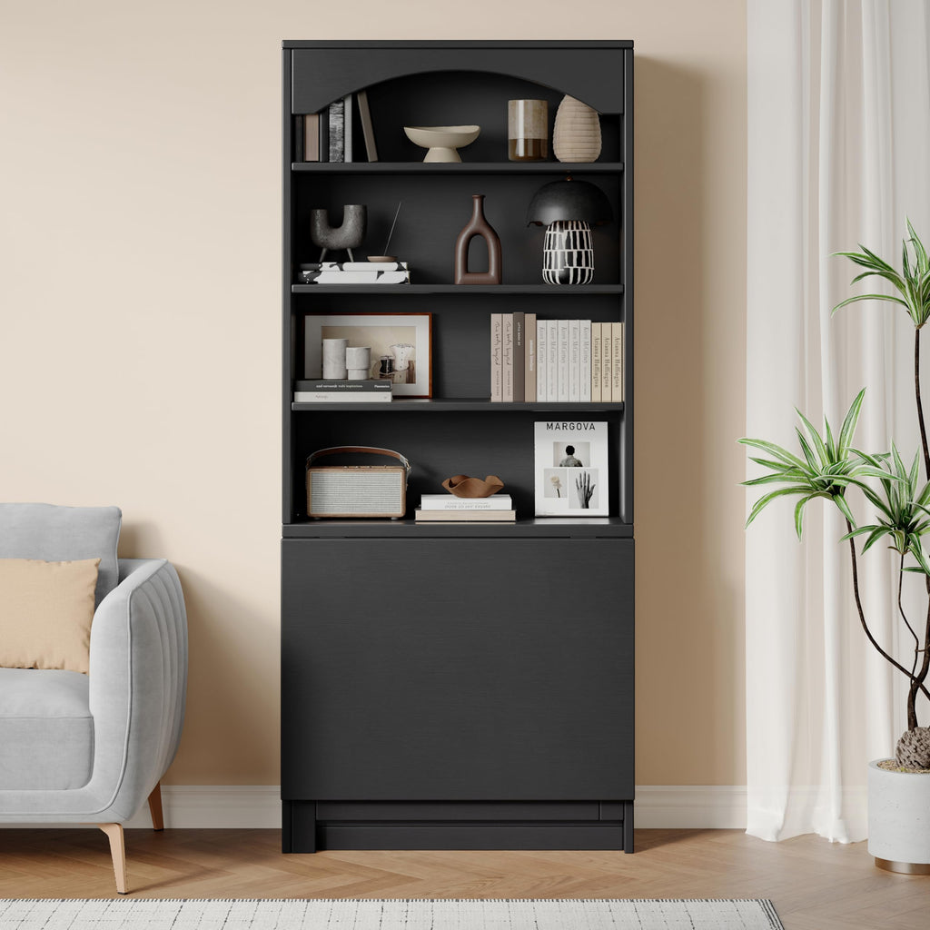 Black Folding Desk with Storage W6284