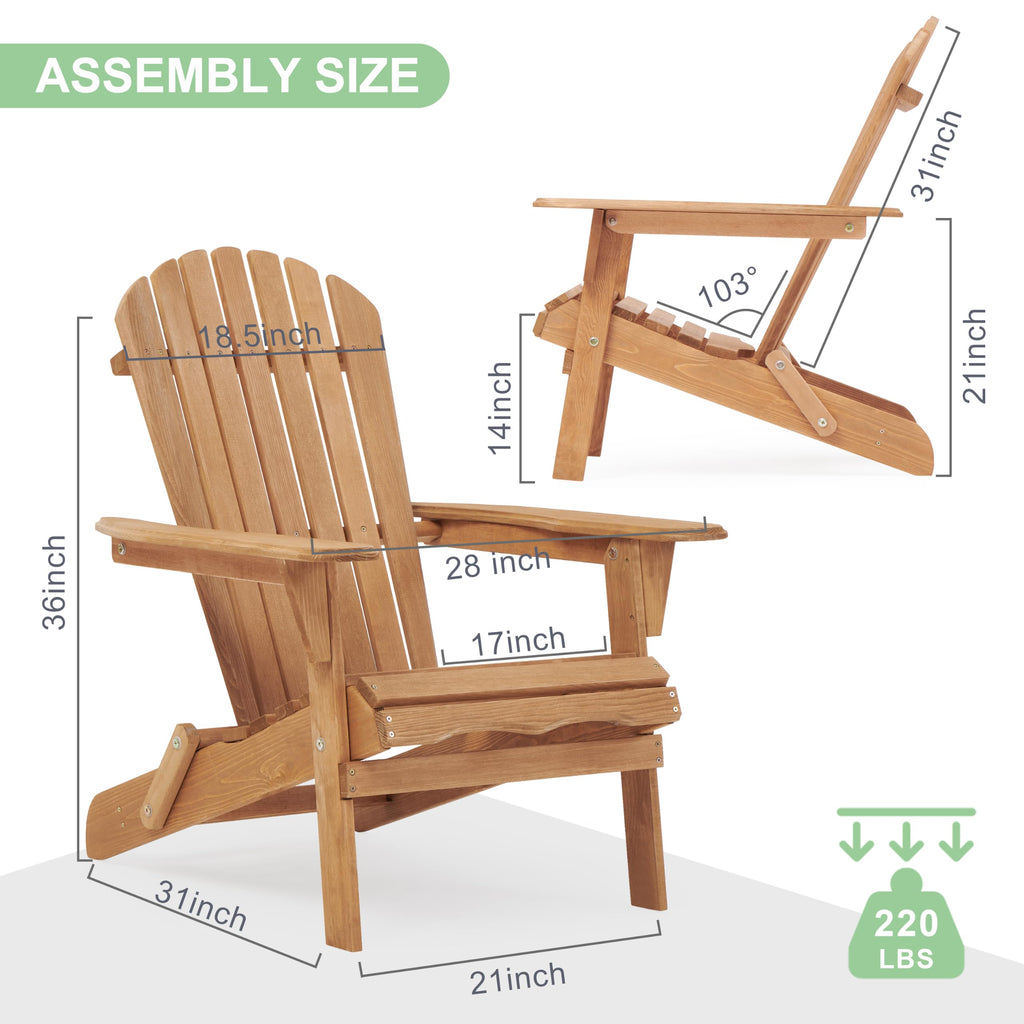 Wooden Folding Adirondack Chair Set of 2 H850072