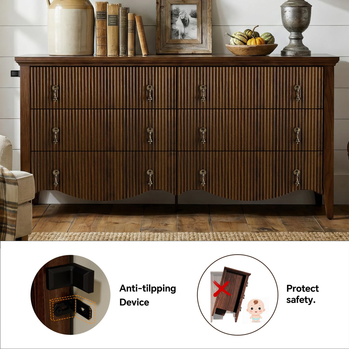 6-Drawer Fluted Dresser N765