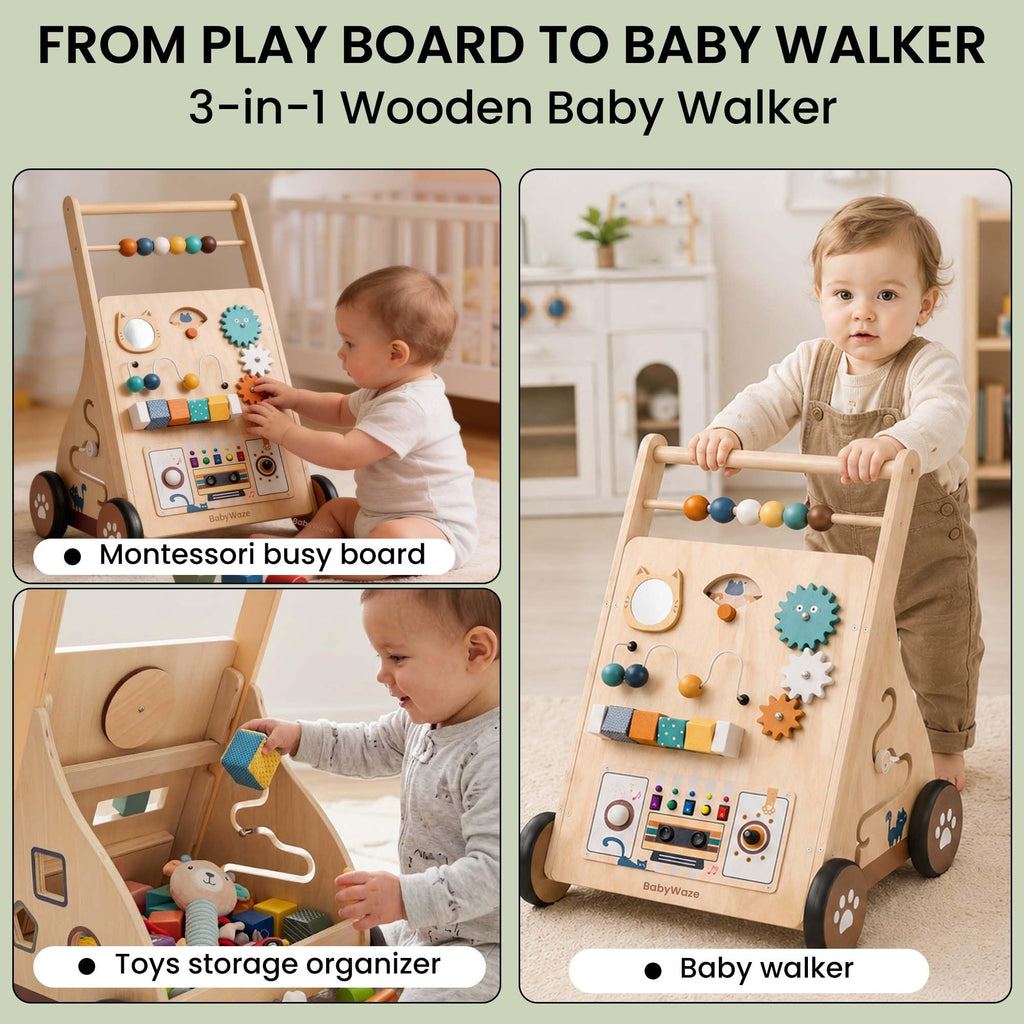 Wooden Baby Walker with Wheels J799777