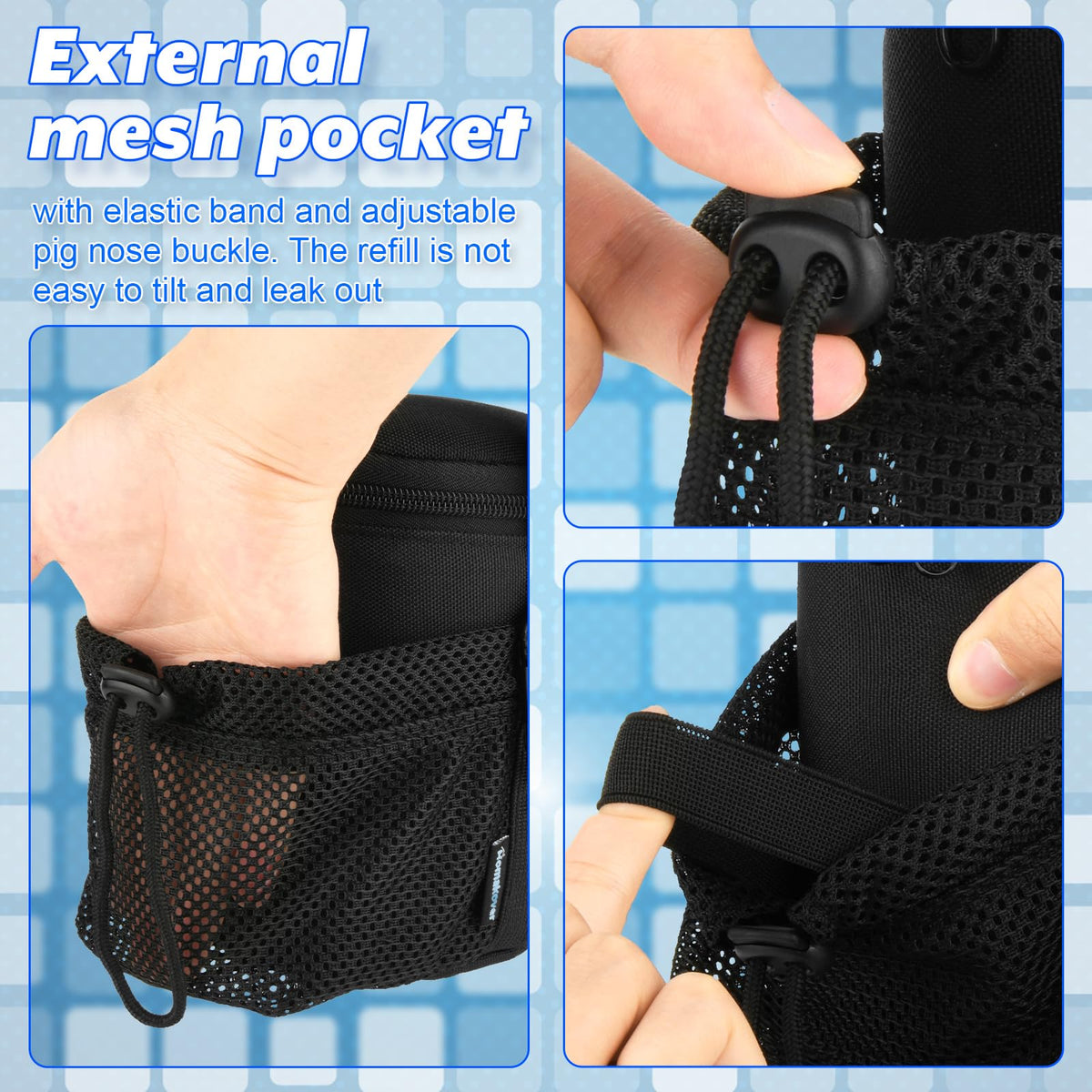 Portable Mosquito Repeller Storage Case with Metal Carabiner and Refill Pocket, Black Q6261