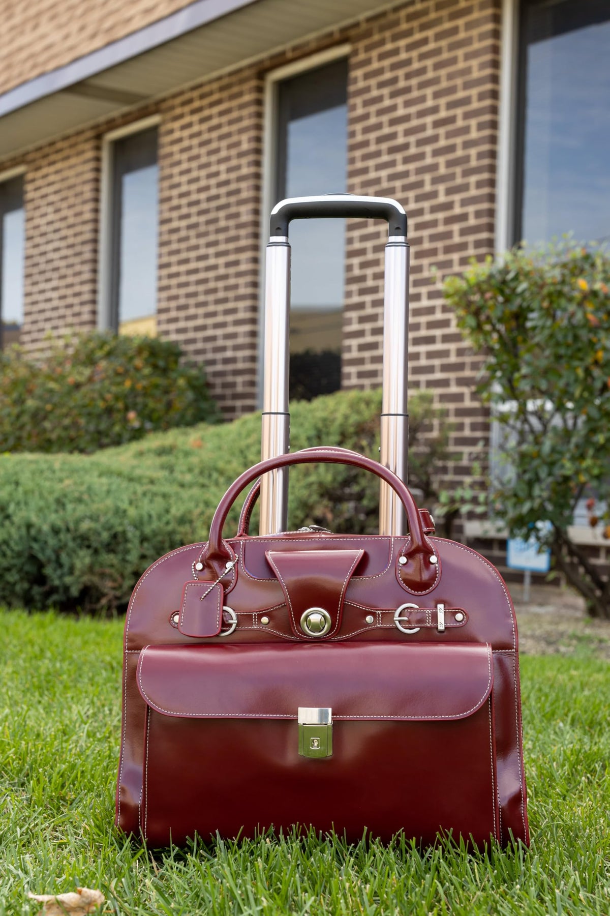 15" Leather Wheeled Laptop Briefcase Bag Y322