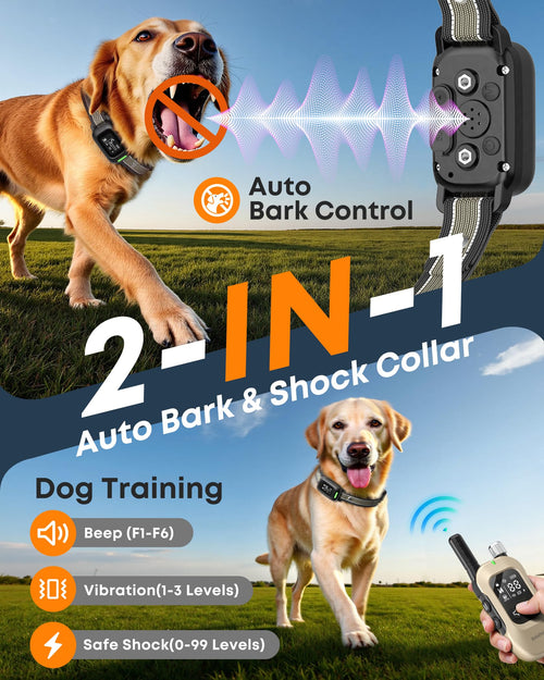 2-in-1 Dog Bark & Shock Collar with Remote F98204
